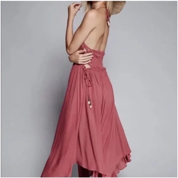 Rare Free People Coconuts All Day Summer Collection Maxi Dress in Rose Pink - Picture 2 of 11